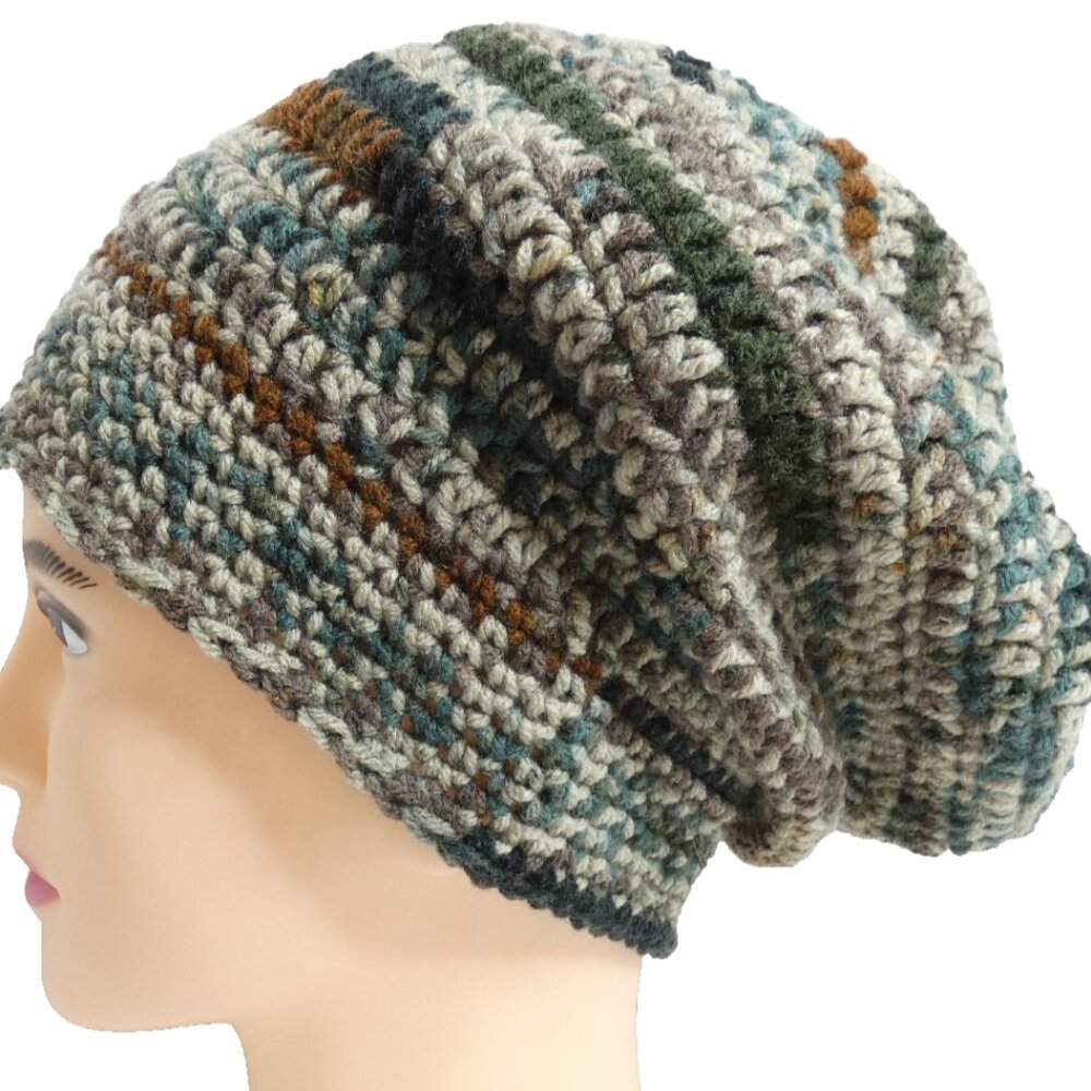 Forest Slouchy Hat OS Handmade Crochet Knit Dreads 12" Long Cap NWT